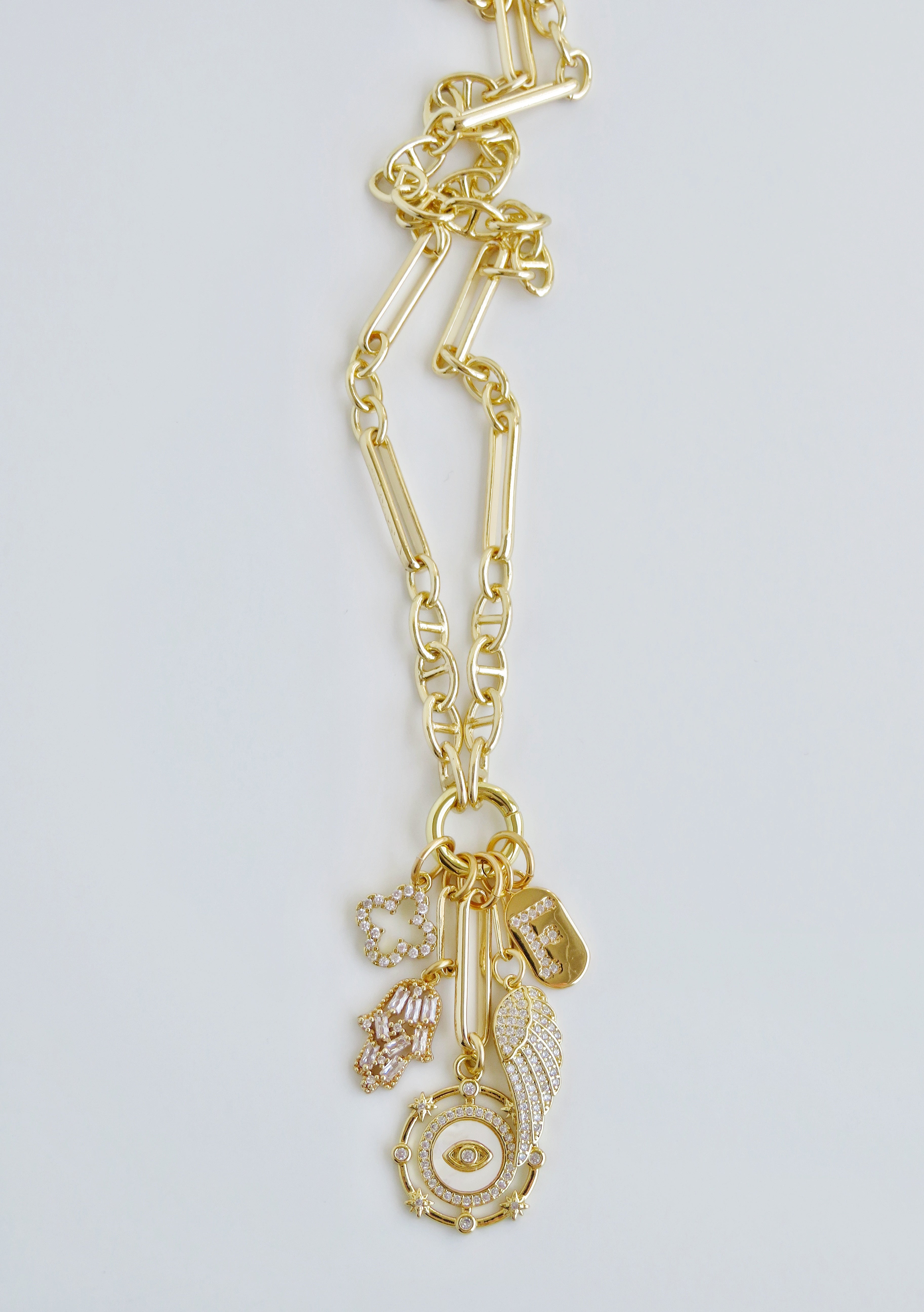 Love & Divine Guidance Charm Cluster Necklace - Sanxenxo Link