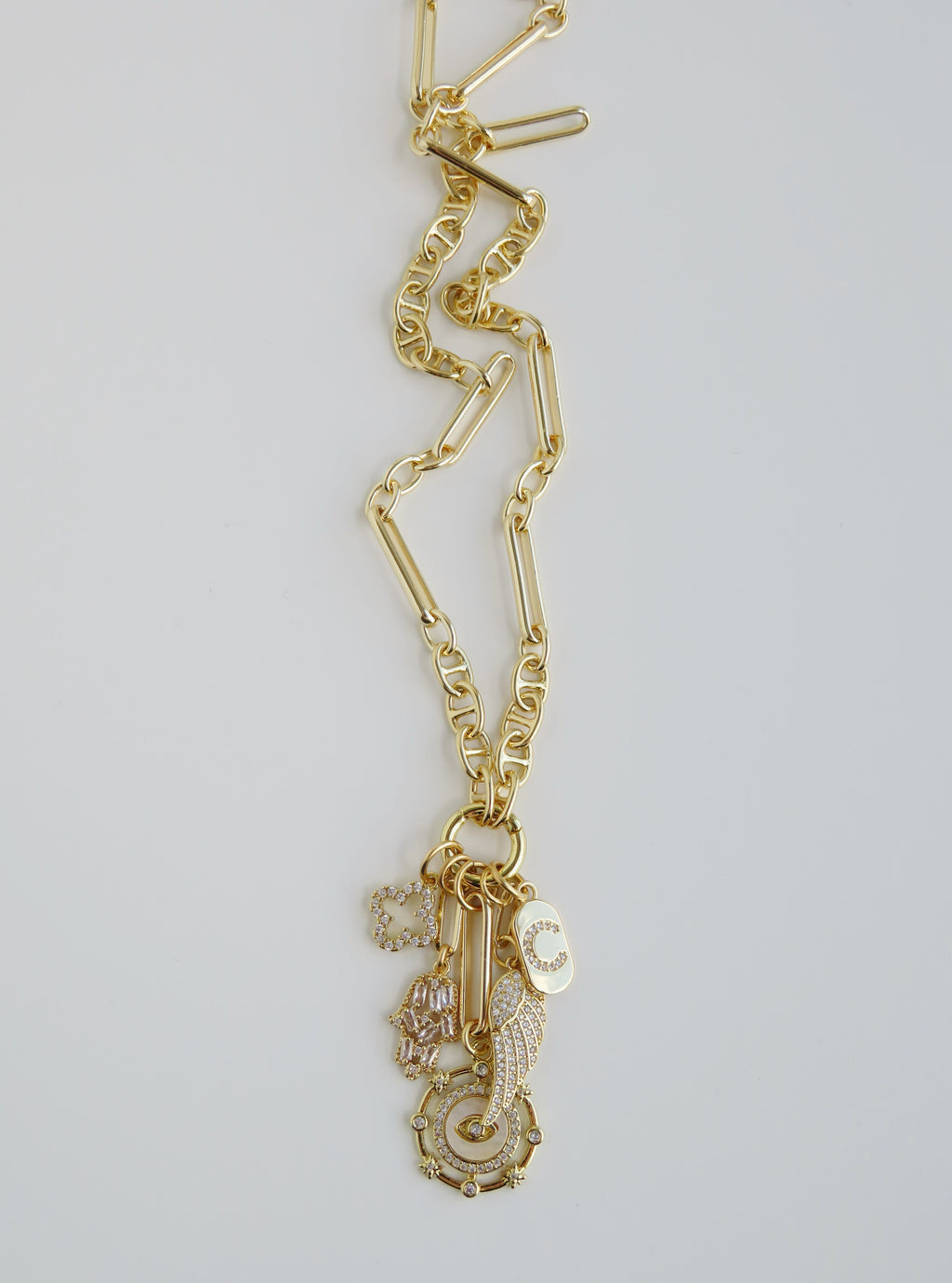 Love & Divine Guidance Charm Cluster Necklace - Sanxenxo Link