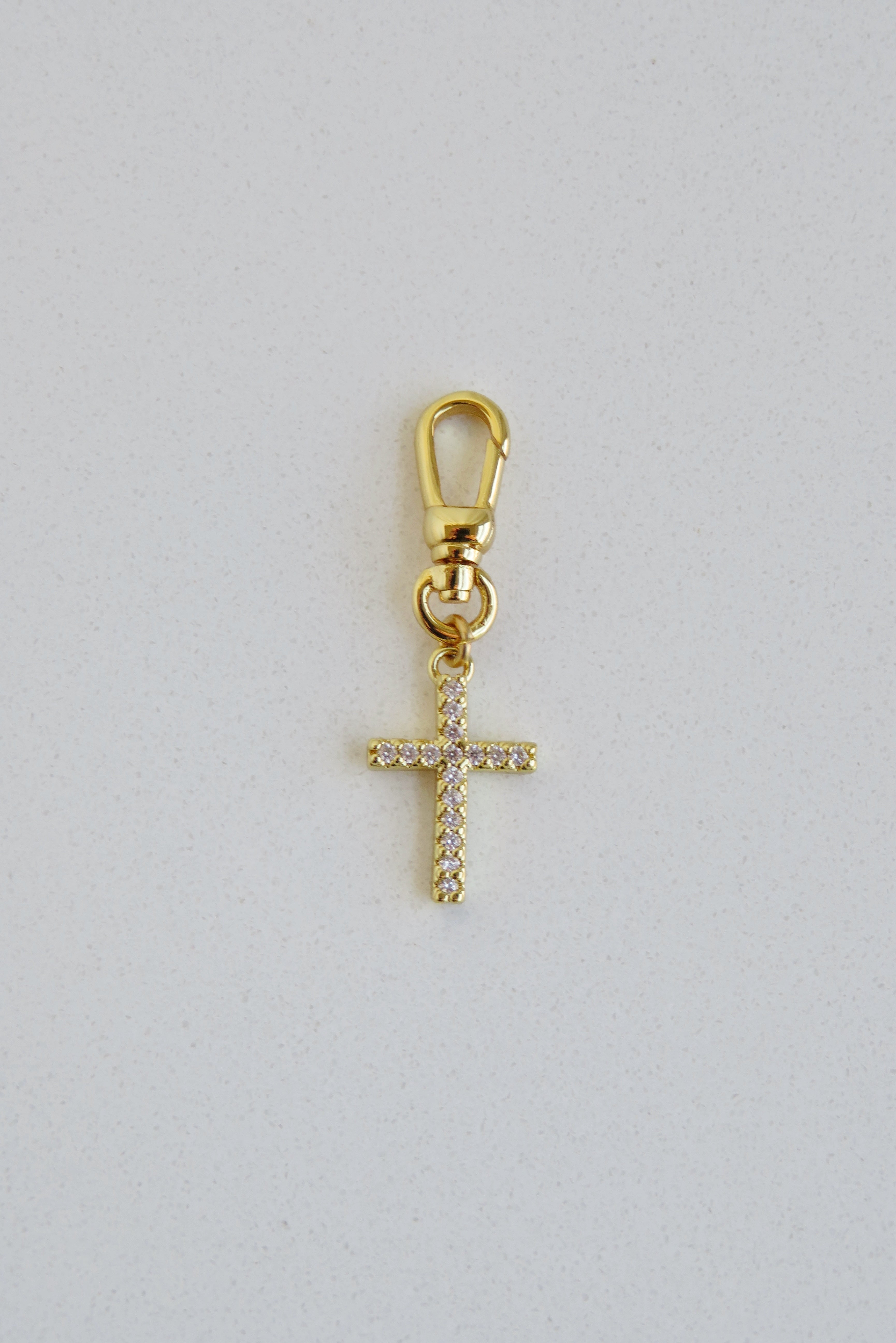Diamond Holy Cross Charm on swivel clasp