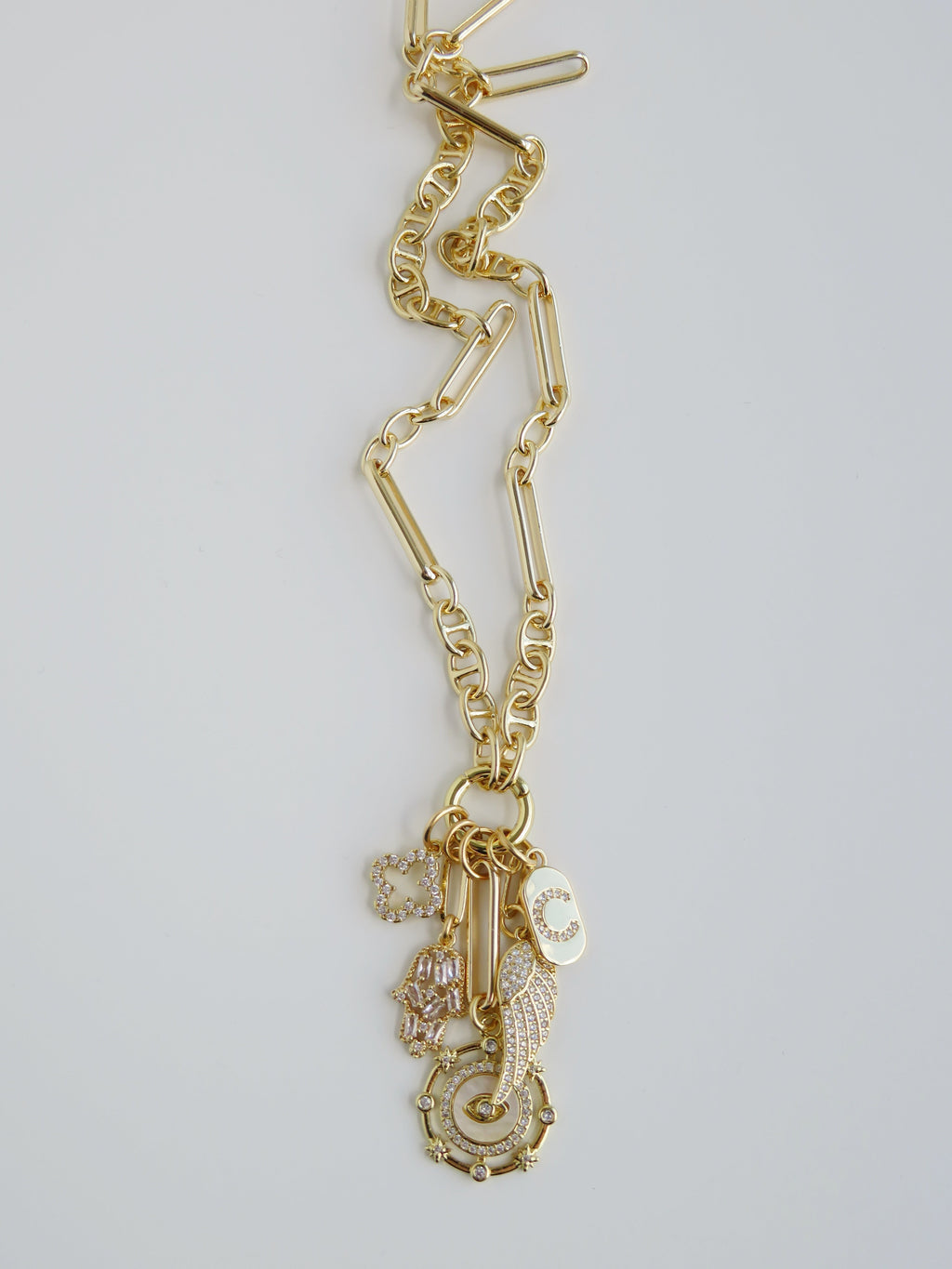 Love & Divine Guidance Charm Cluster Necklace - Sanxenxo Link
