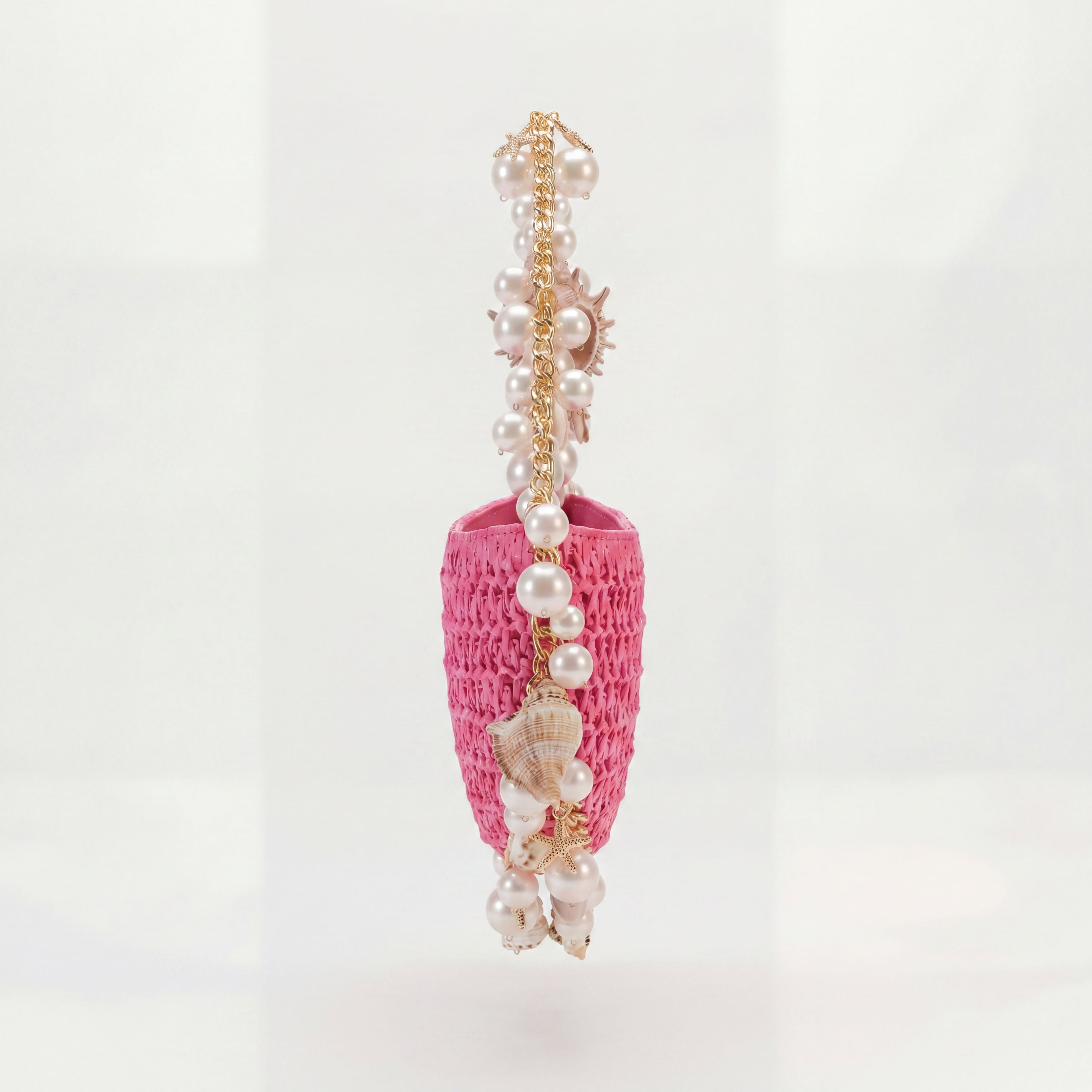 Mini Raffia Shell Bag - Pink Sands