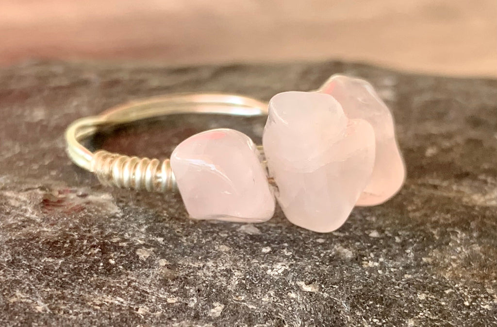 Ahava Handmade Wire Wrapped Rose Quartz Ring Size 6