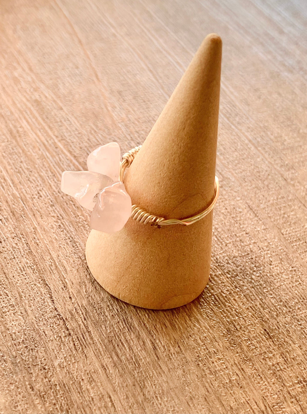 Ahava Handmade Wire Wrapped Rose Quartz Ring Size 6