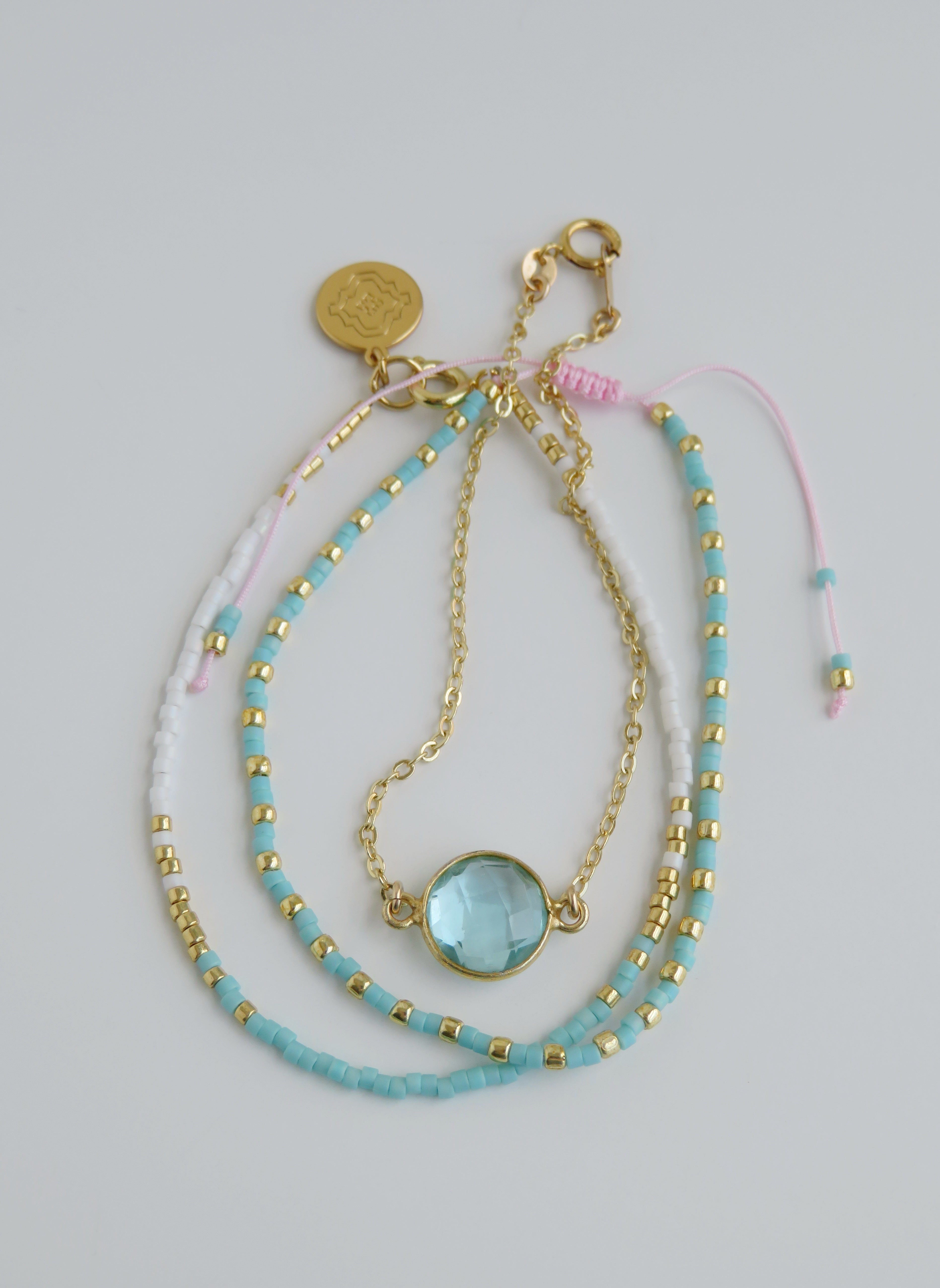 Aqua Crystal Shimmer - Beaded Wrist Stack