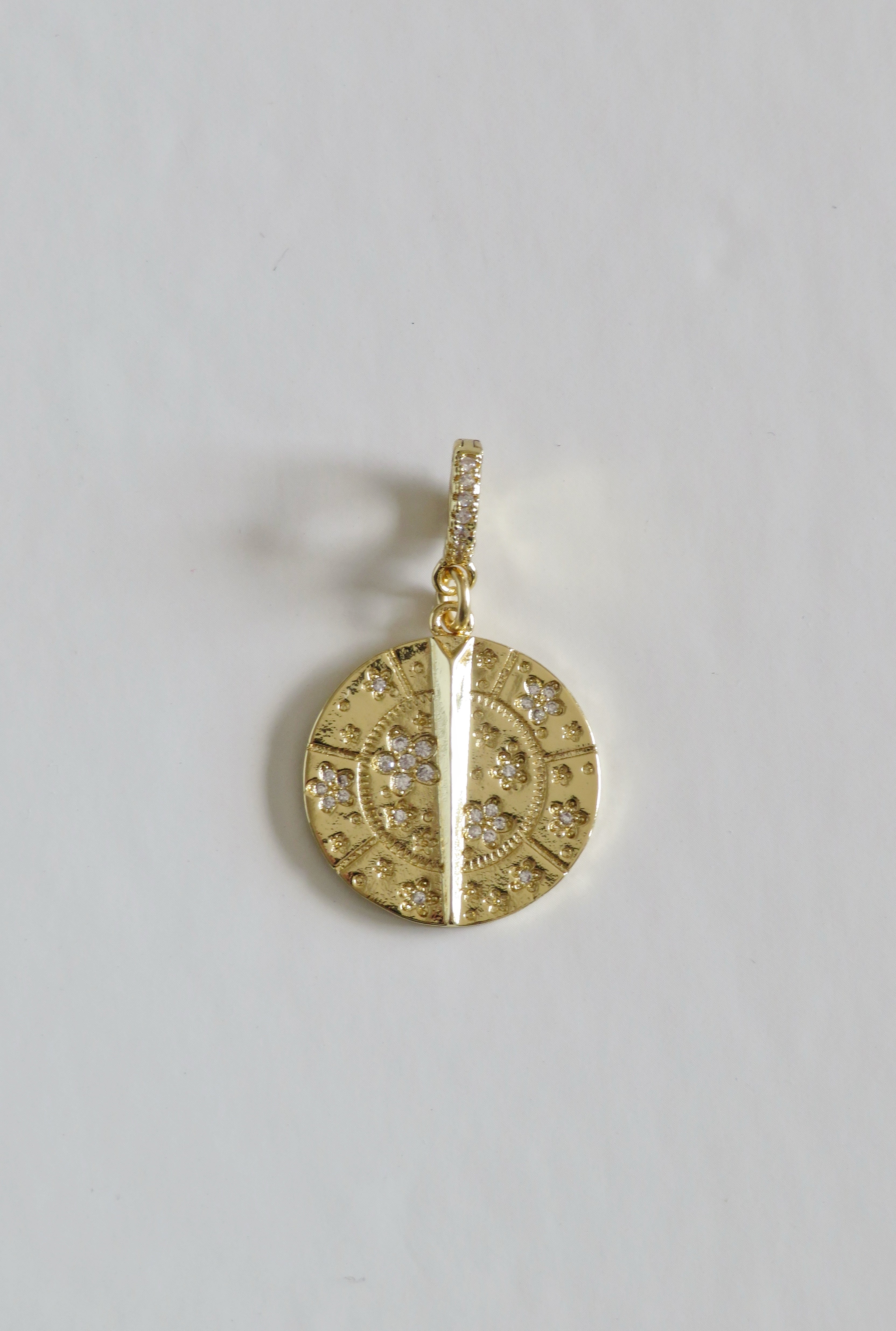 Blossoms with Thorn Sundial Charm on Diamond Hinged Clasp
