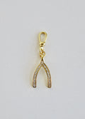 Diamond Wishbone Charm with Swivel Clasp