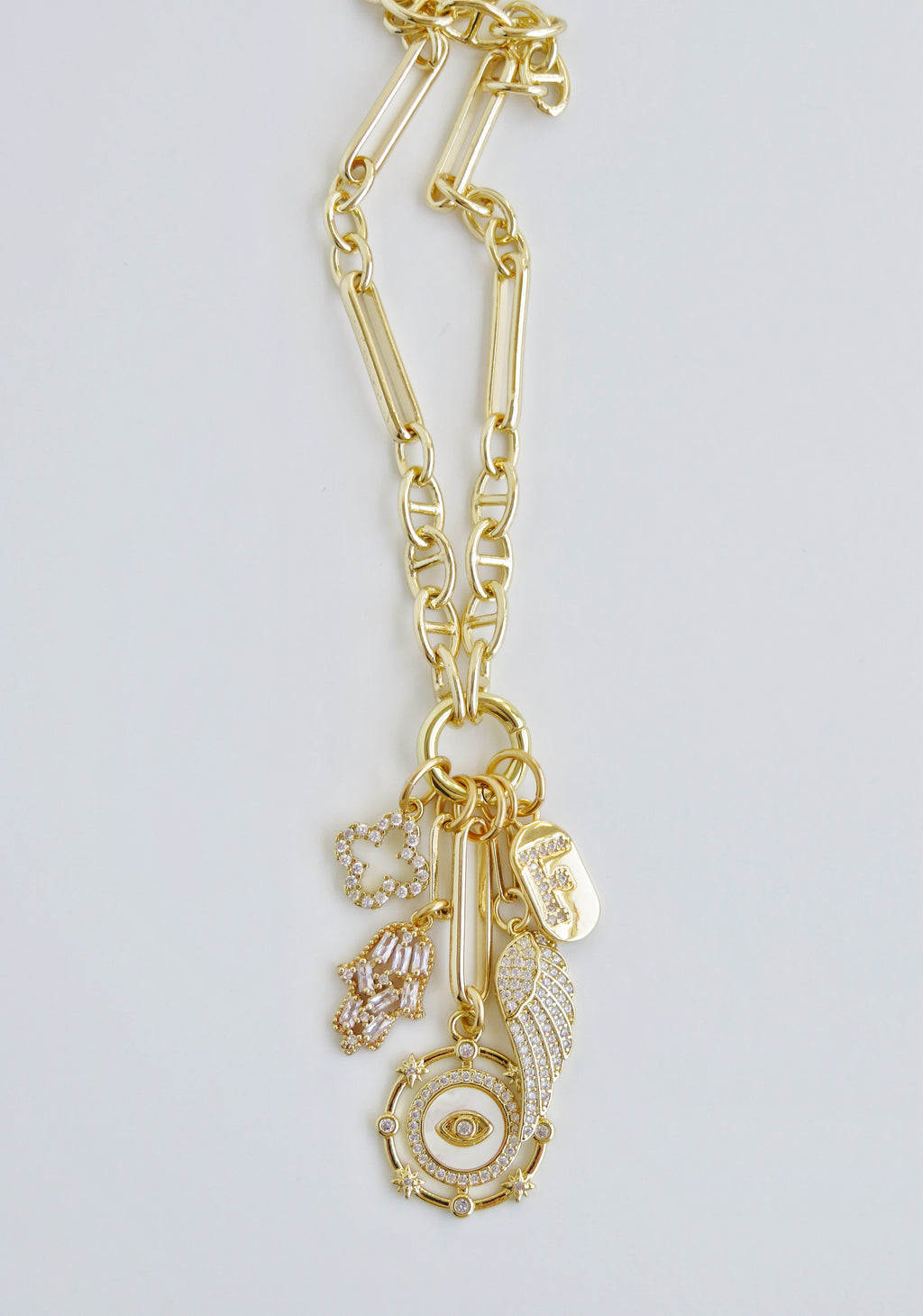 Love & Divine Guidance Charm Cluster Necklace - Sanxenxo Link