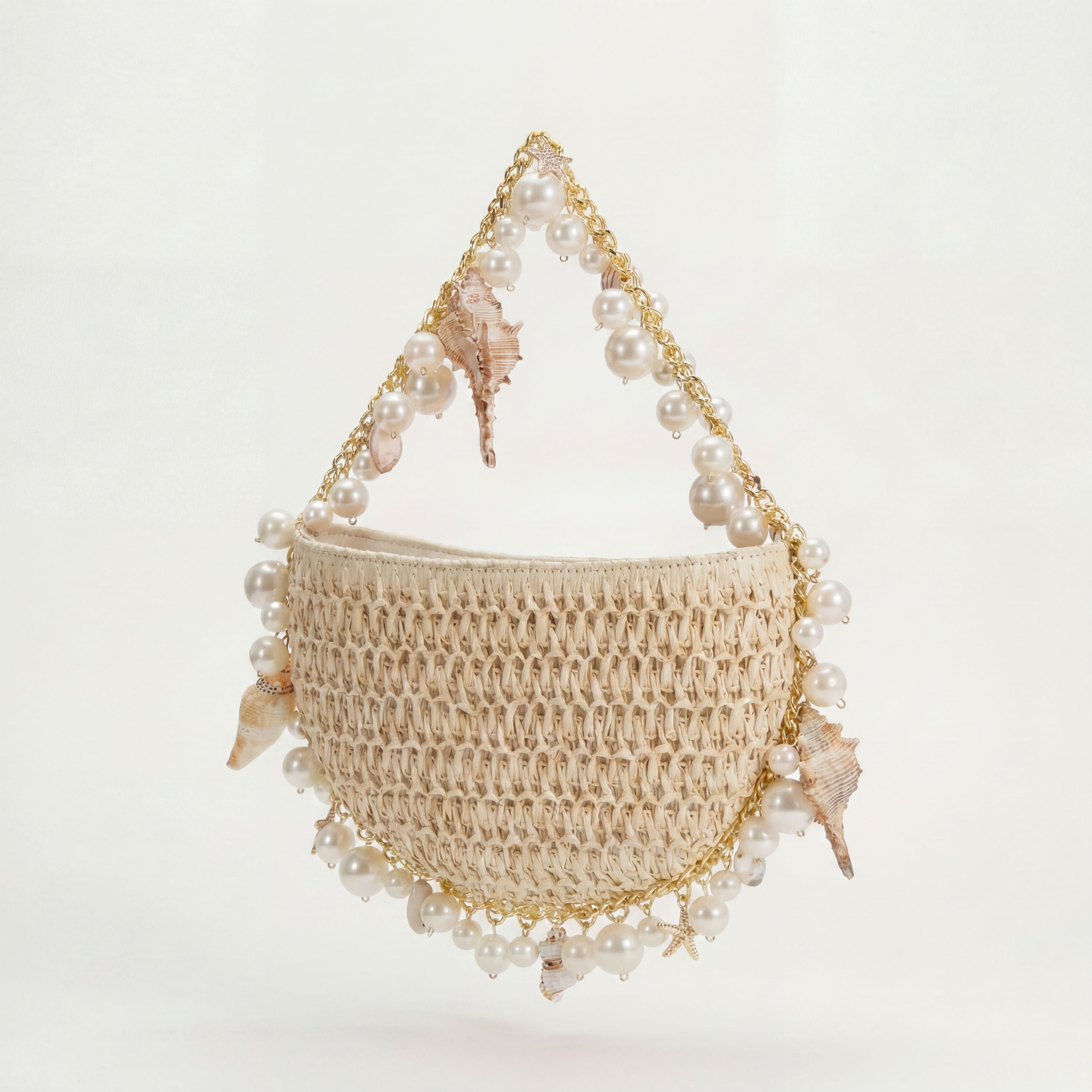 Mini Raffia Shell Bag - Sable Crème