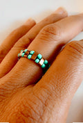 Kai Handmade Copper Plated Hematite and Seed Bead Expandable Ring (Size 7-8)