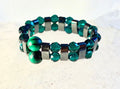 Quinn Handmade Emerald, Malachite, and Black Hematite Expandable Ring (Size 9-10)