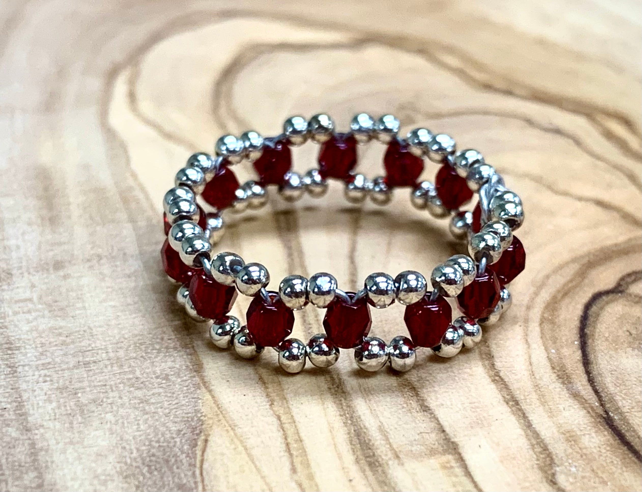 Sandee Handmade Seed Bead Wire Wrapped Ring Size 8