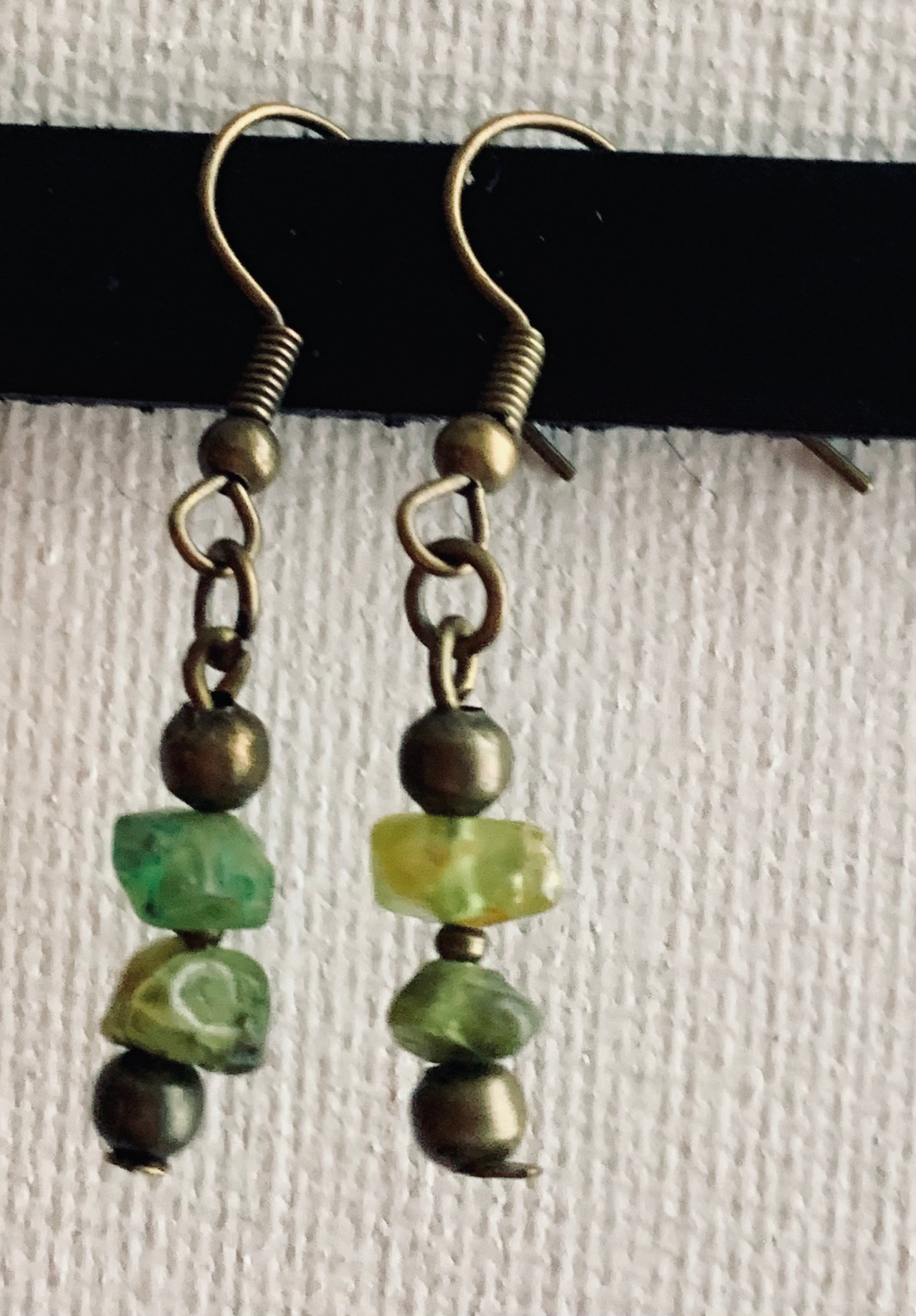 Short Stack Handmade Raw Peridot Earrings
