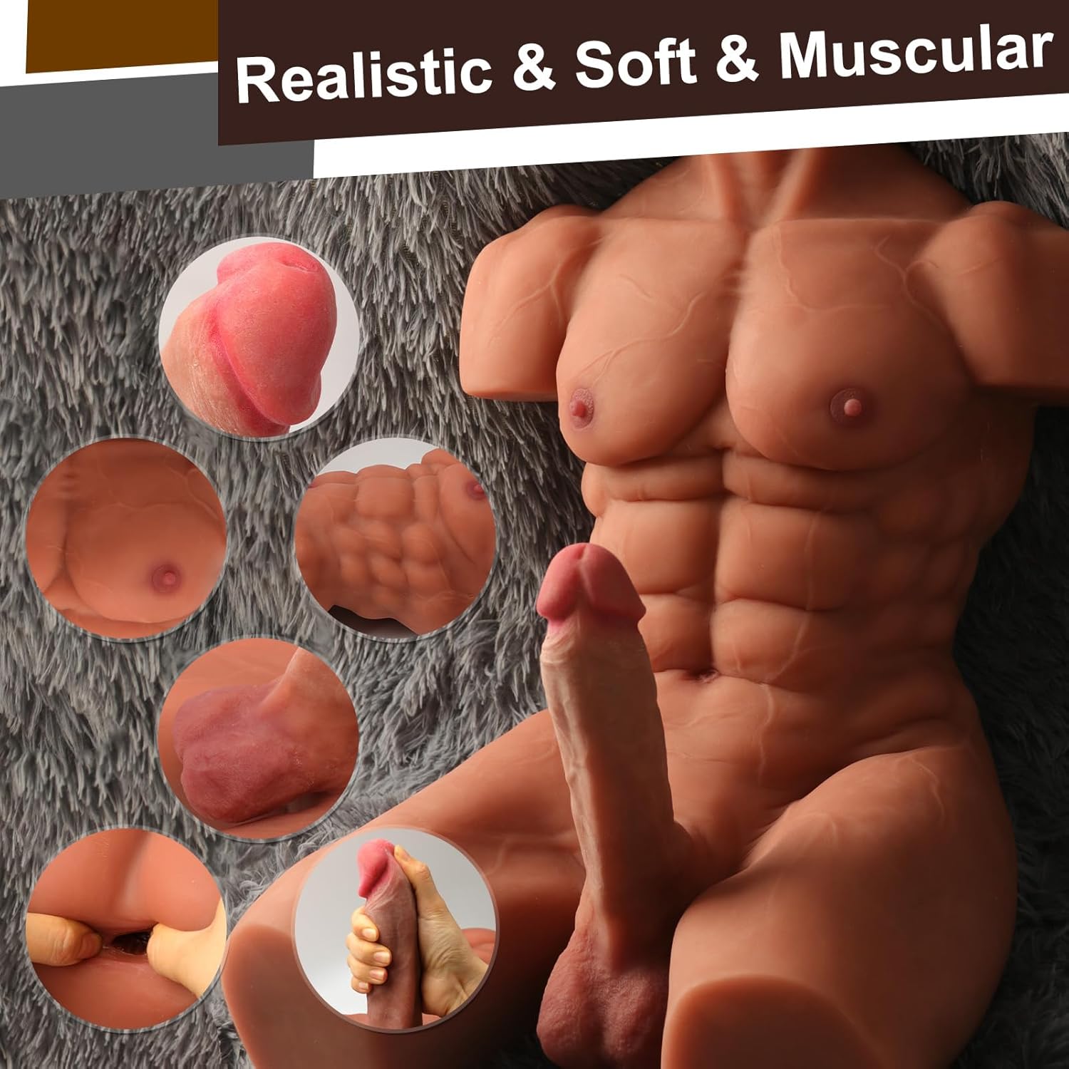 AlphaRide 26lb Male Torso Sex Doll with Rotating Dildo