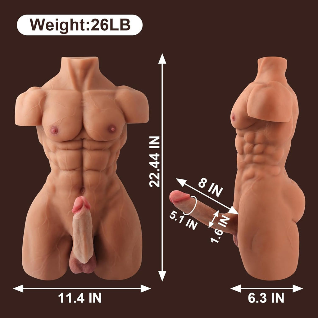 AlphaRide 26lb Male Torso Sex Doll with Rotating Dildo