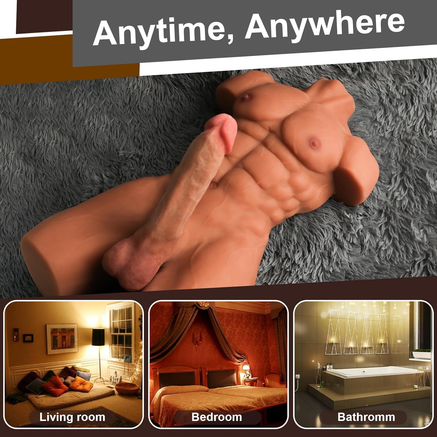 AlphaRide 26lb Male Torso Sex Doll with Rotating Dildo