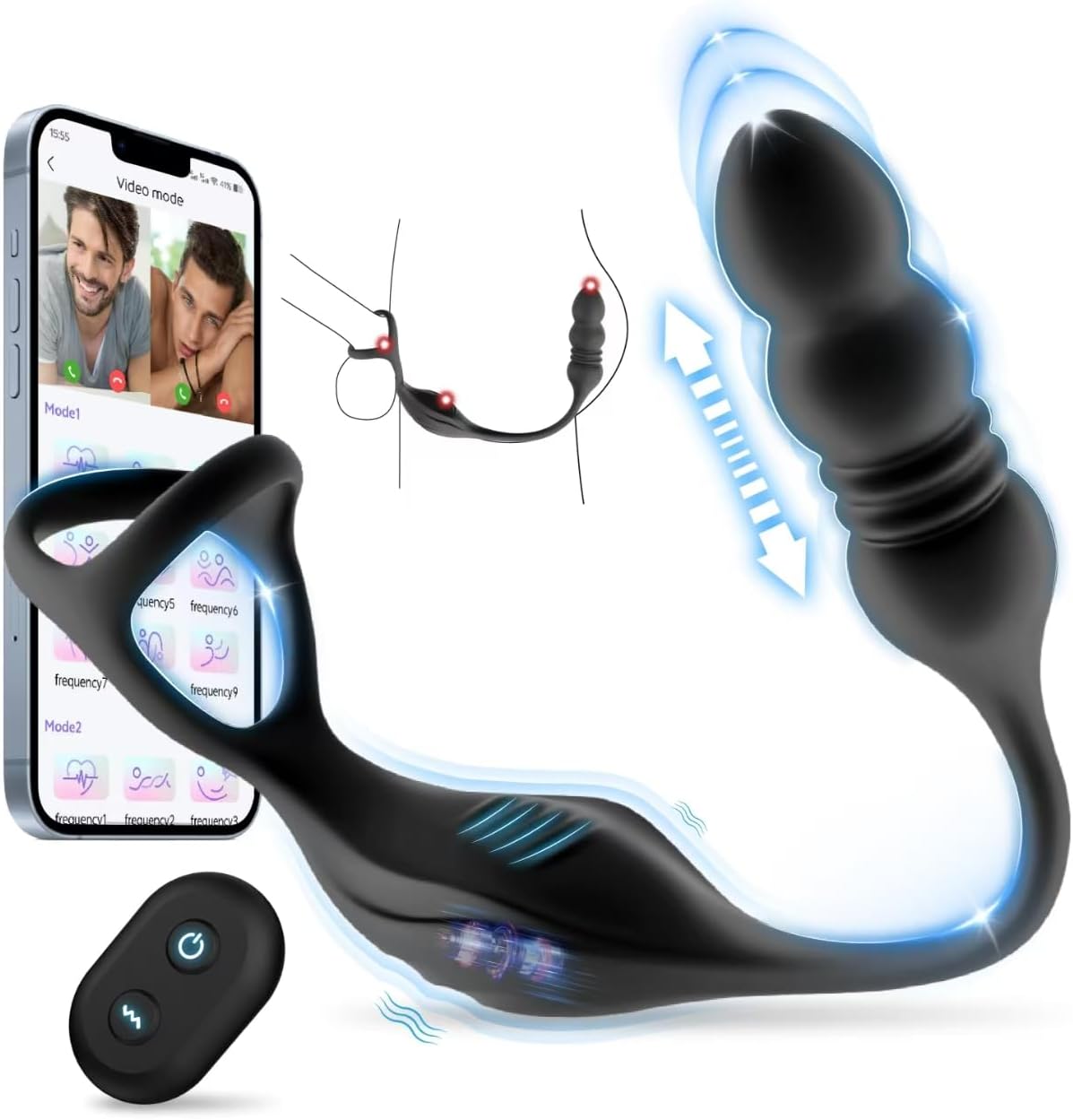 ApexPulse Thrusting Prostate Massager Cock Ring