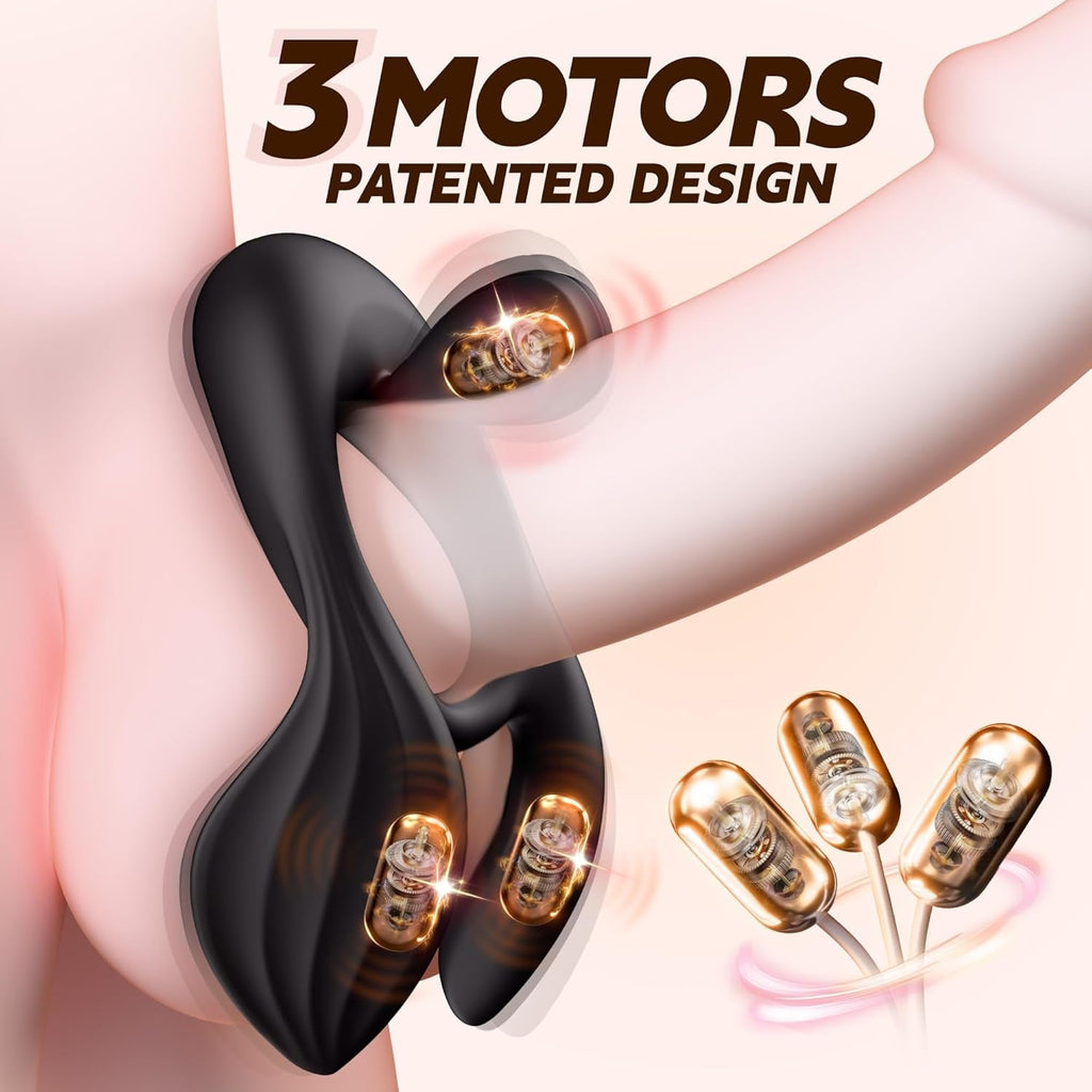 AxisRush 3-Motor Vibrating Cock Ring with Clit Stimulation for Couples