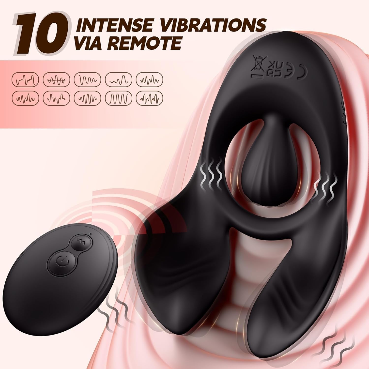 AxisRush 3-Motor Vibrating Cock Ring with Clit Stimulation for Couples