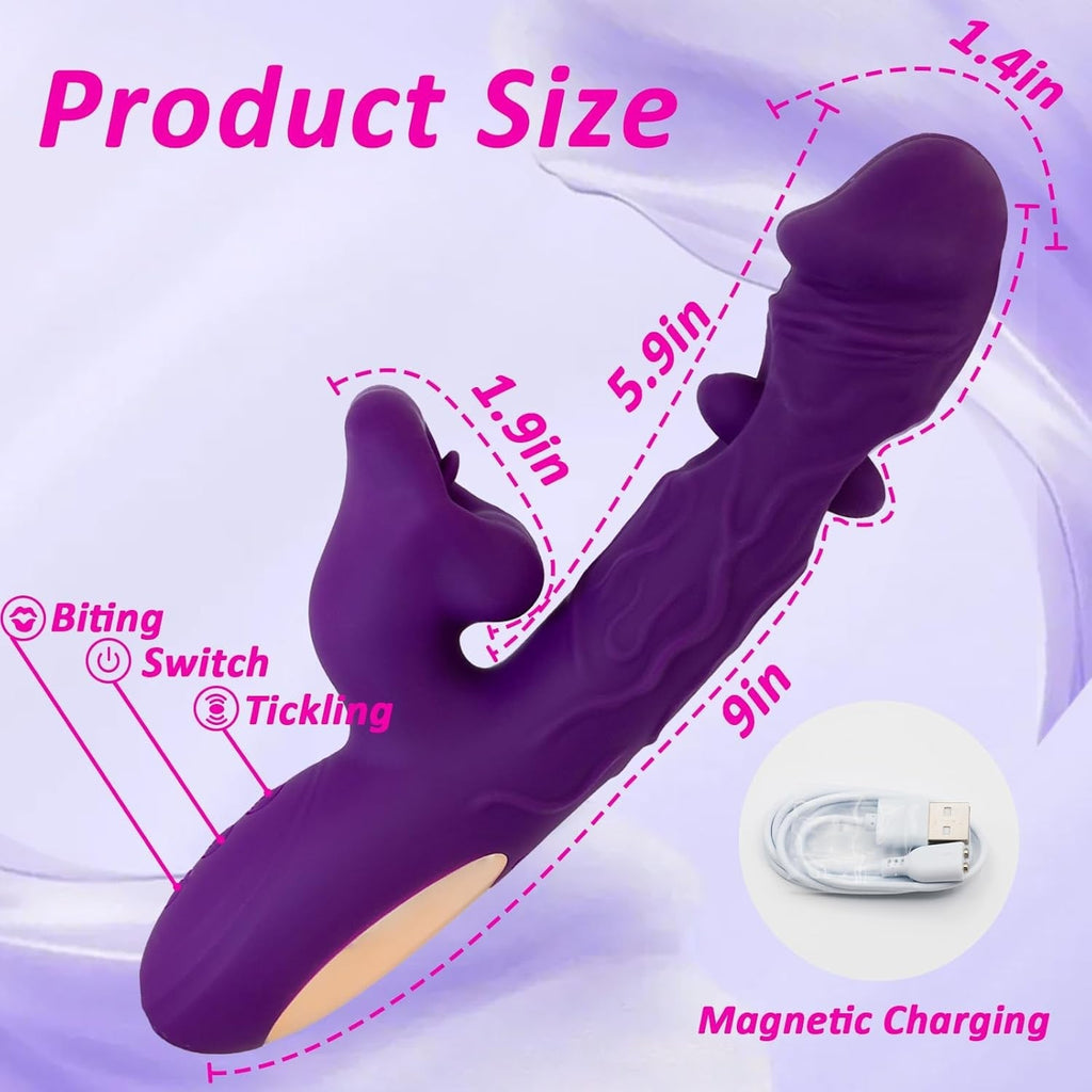 BiteBloom Tapping & Licking Rabbit Dildo Vibrator