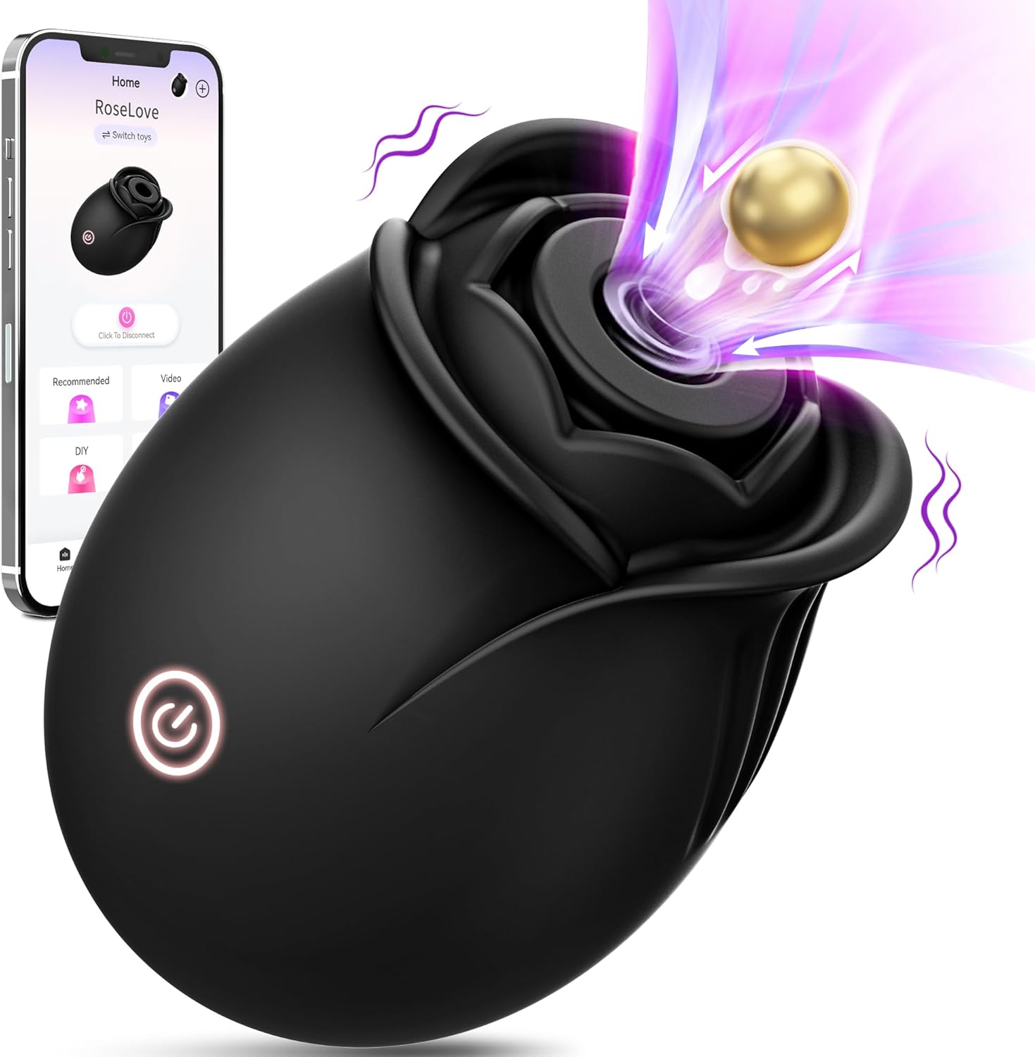 BloomPulse App-Controlled Rose Dual Suction Vibrator