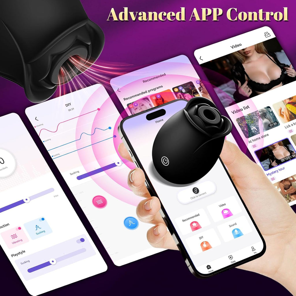 BloomPulse App-Controlled Rose Dual Suction Vibrator