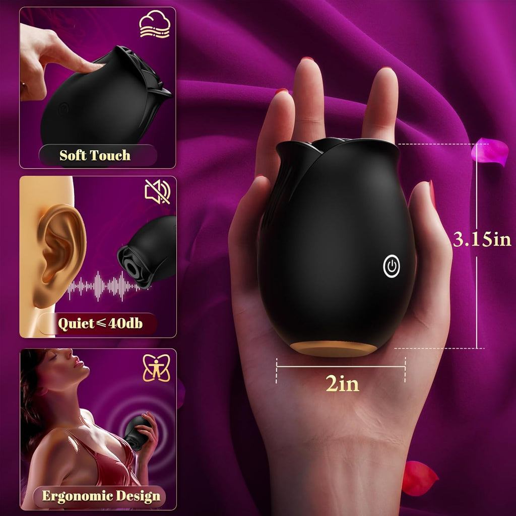 BloomPulse App-Controlled Rose Dual Suction Vibrator