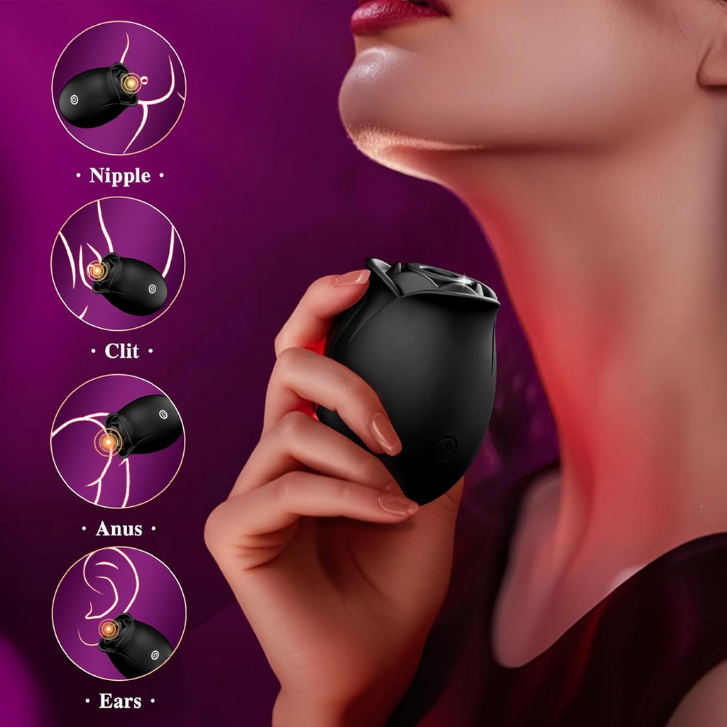 BloomPulse App-Controlled Rose Dual Suction Vibrator