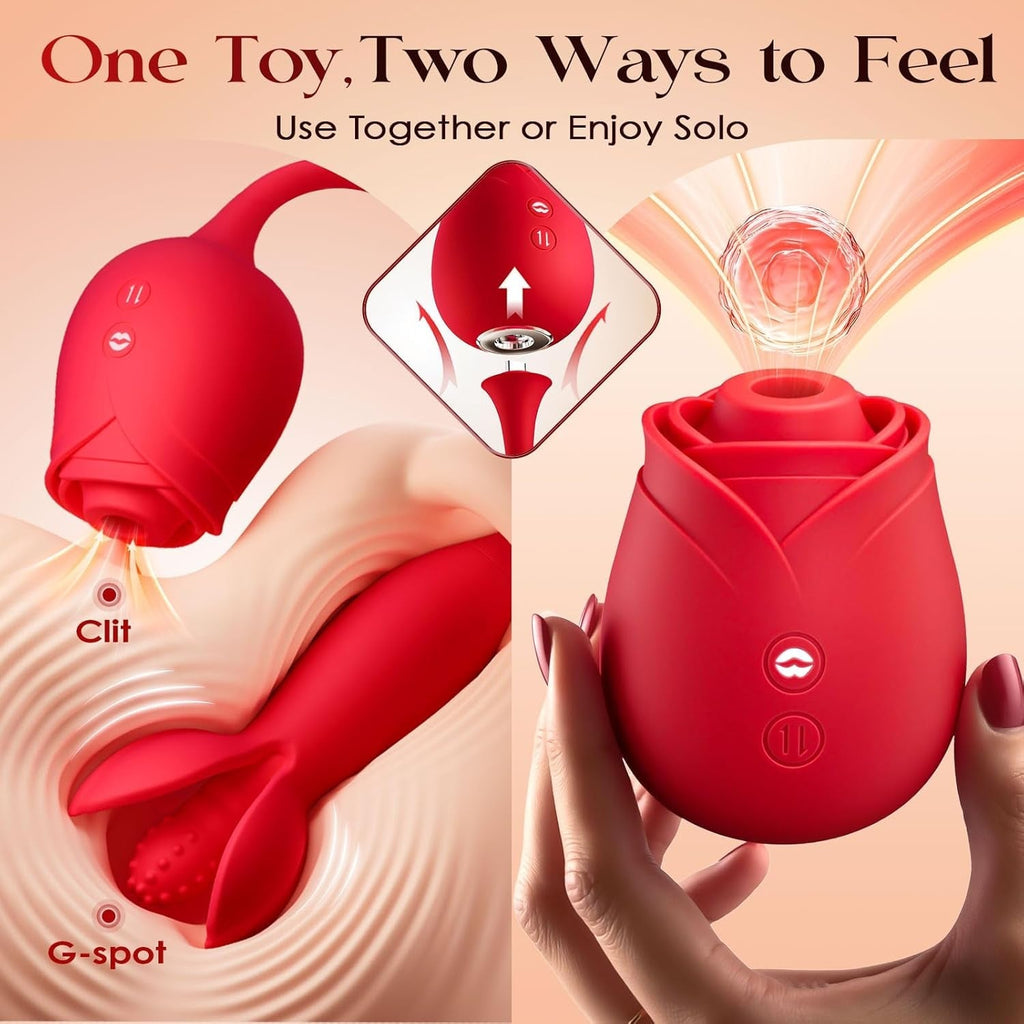 BloomRose AI Duo Sucking Vibrator & Thrusting Dildo