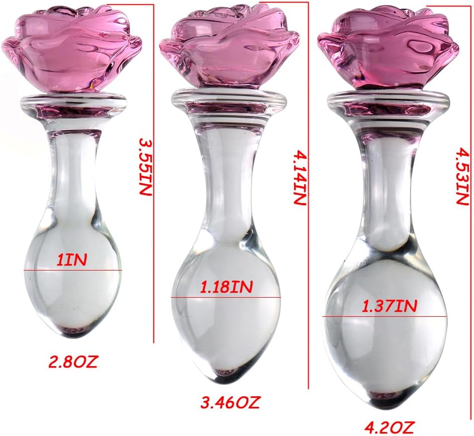 BlushBloom Rose Glass Anal Plug Set