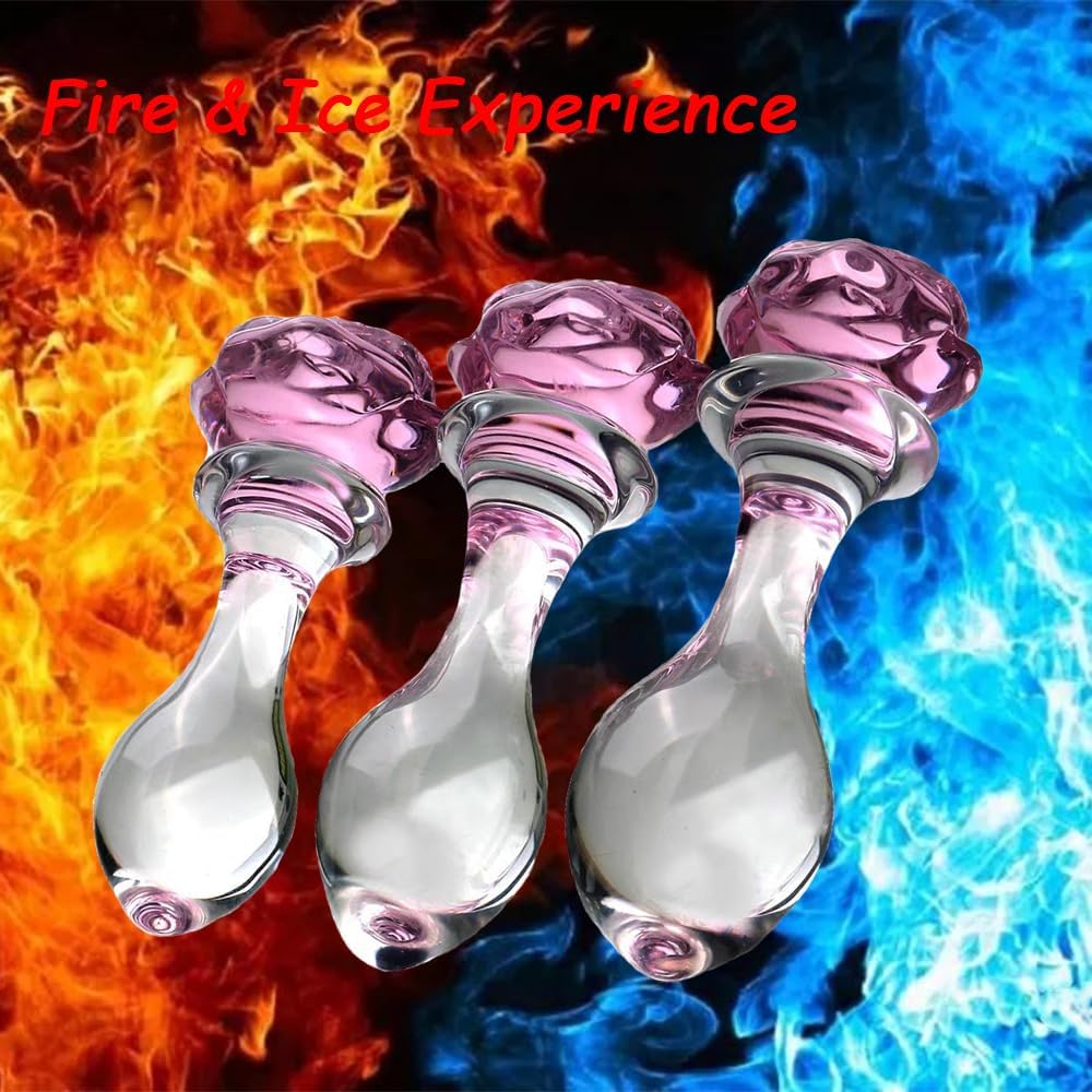 BlushBloom Rose Glass Anal Plug Set