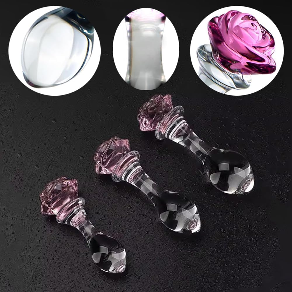 BlushBloom Rose Glass Anal Plug Set