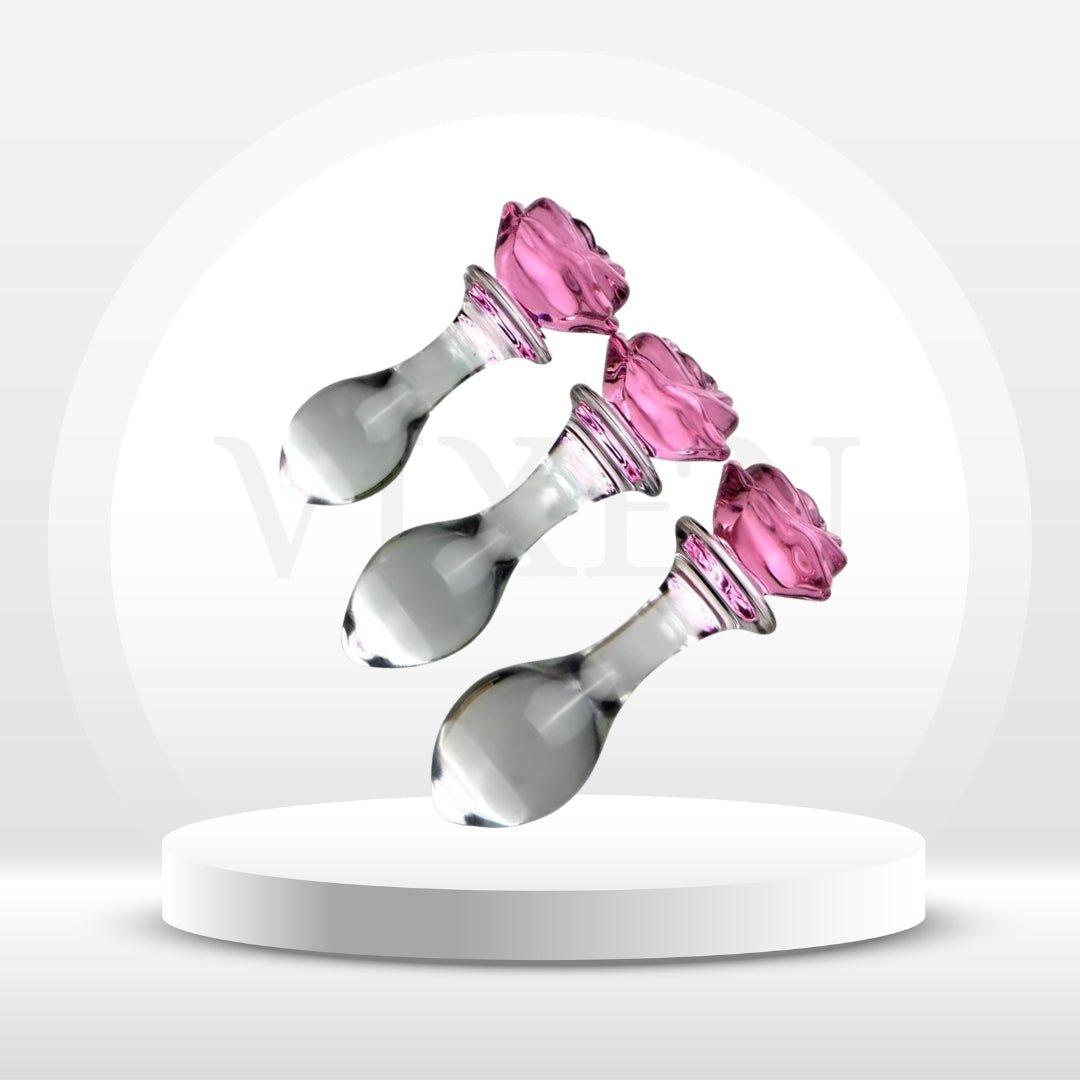 BlushBloom Rose Glass Anal Plug Set