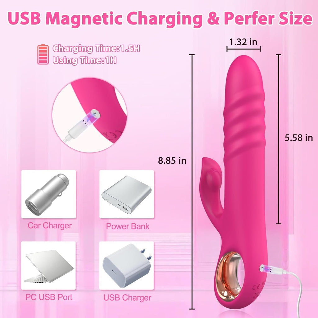 BlushPulse Pink Thrusting Rabbit Vibrator