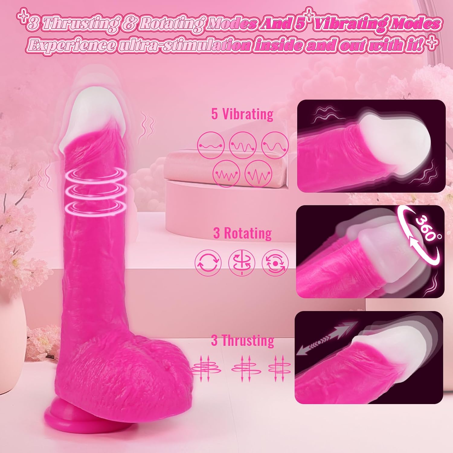 BlushThrust Triple Motion Dildo Vibrator