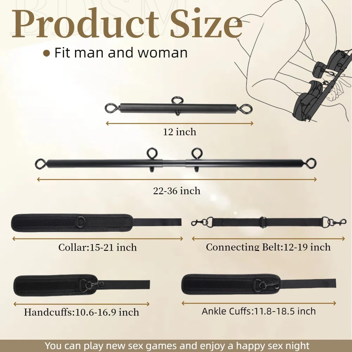 BoundFrame Adjustable BDSM Bar Restraint Kit
