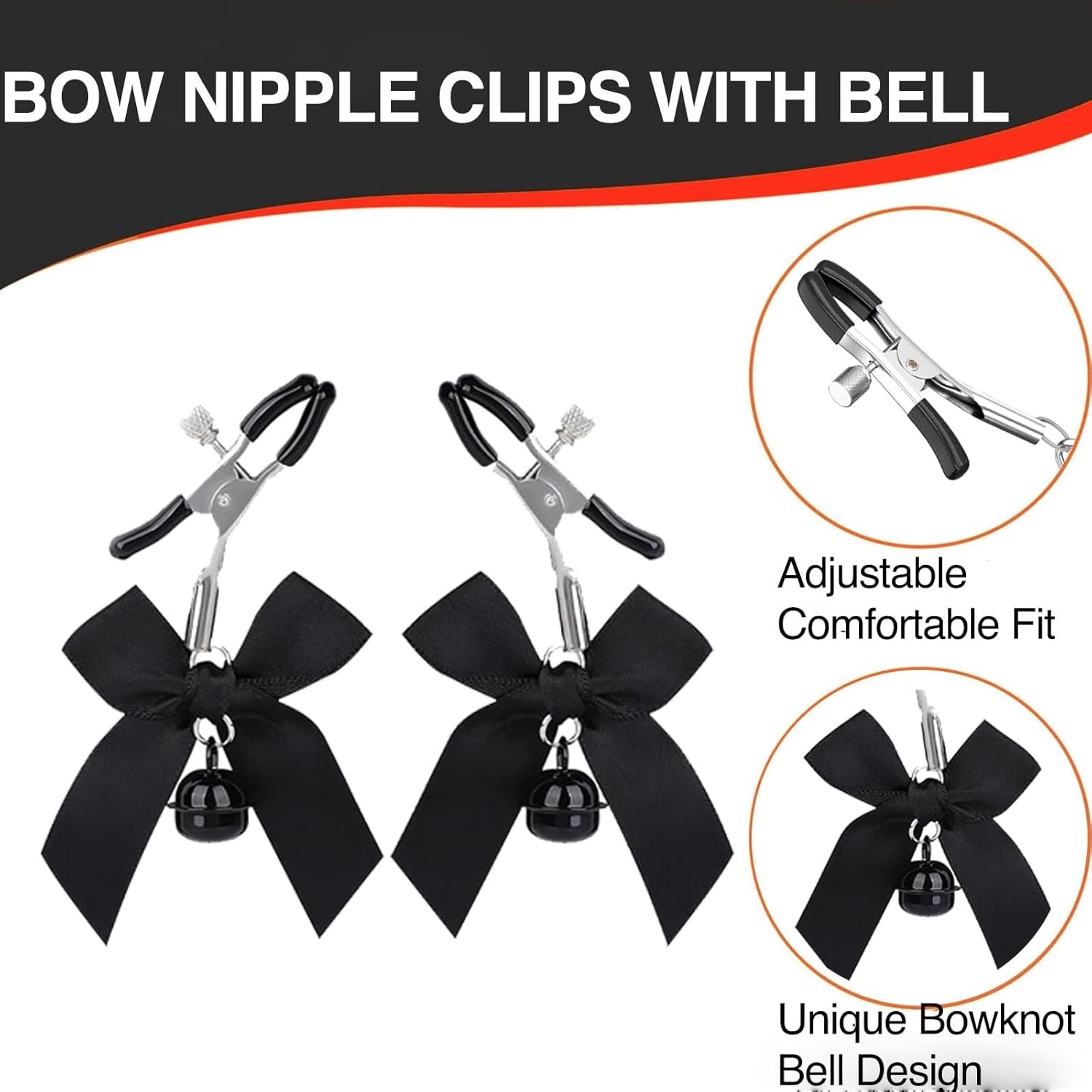 BowBelle BDSM Nipple Clamps Collar Set