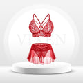 CharmLace 3-Piece Lace Skirt Lingerie Set