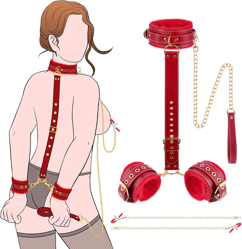 CloudBond Plush Leather BDSM Restraints Set