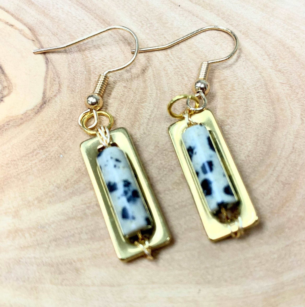 Cookie Handmade Dalmatian Jasper Earrings