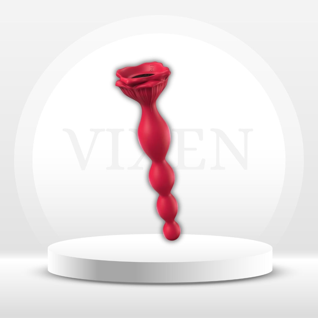 CrimsonPetal 7.8" Rose Anal Beads Vibrator with 9 Modes