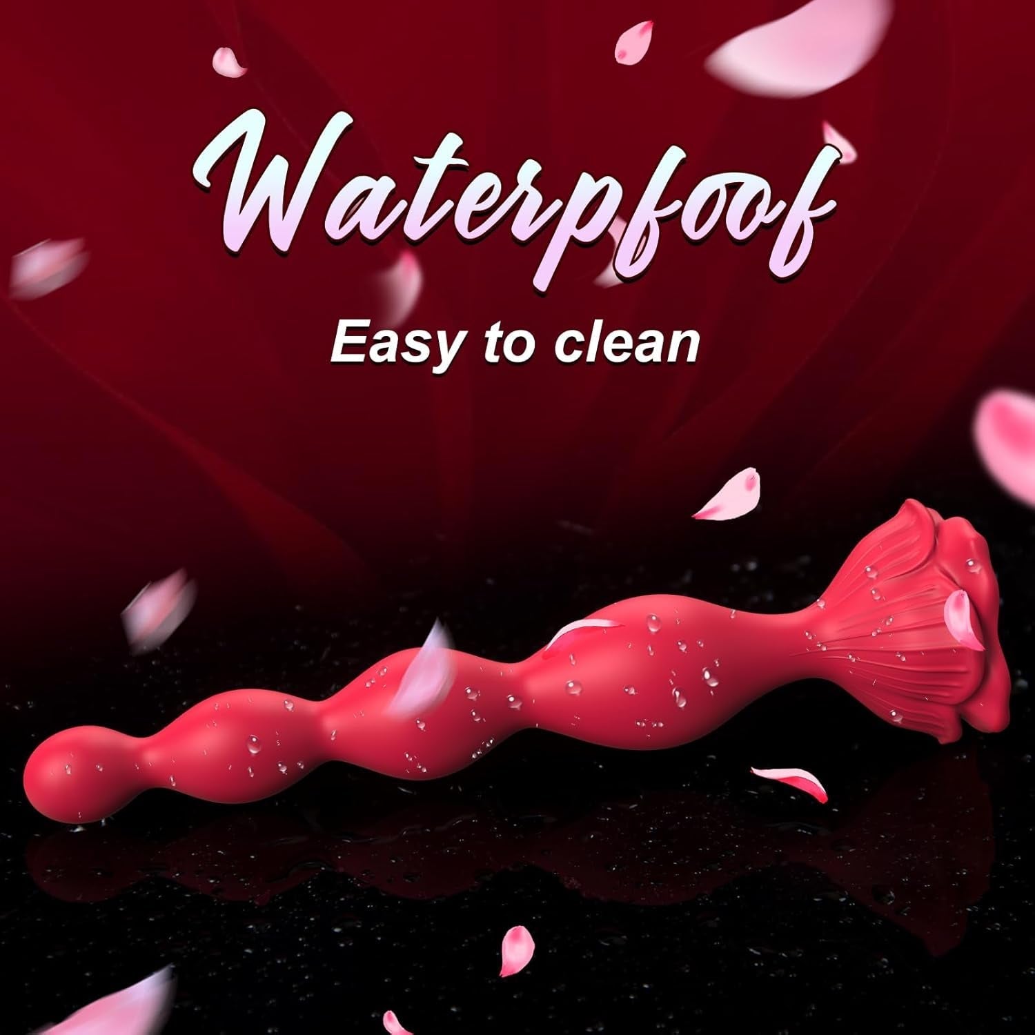 CrimsonPetal 7.8" Rose Anal Beads Vibrator with 9 Modes