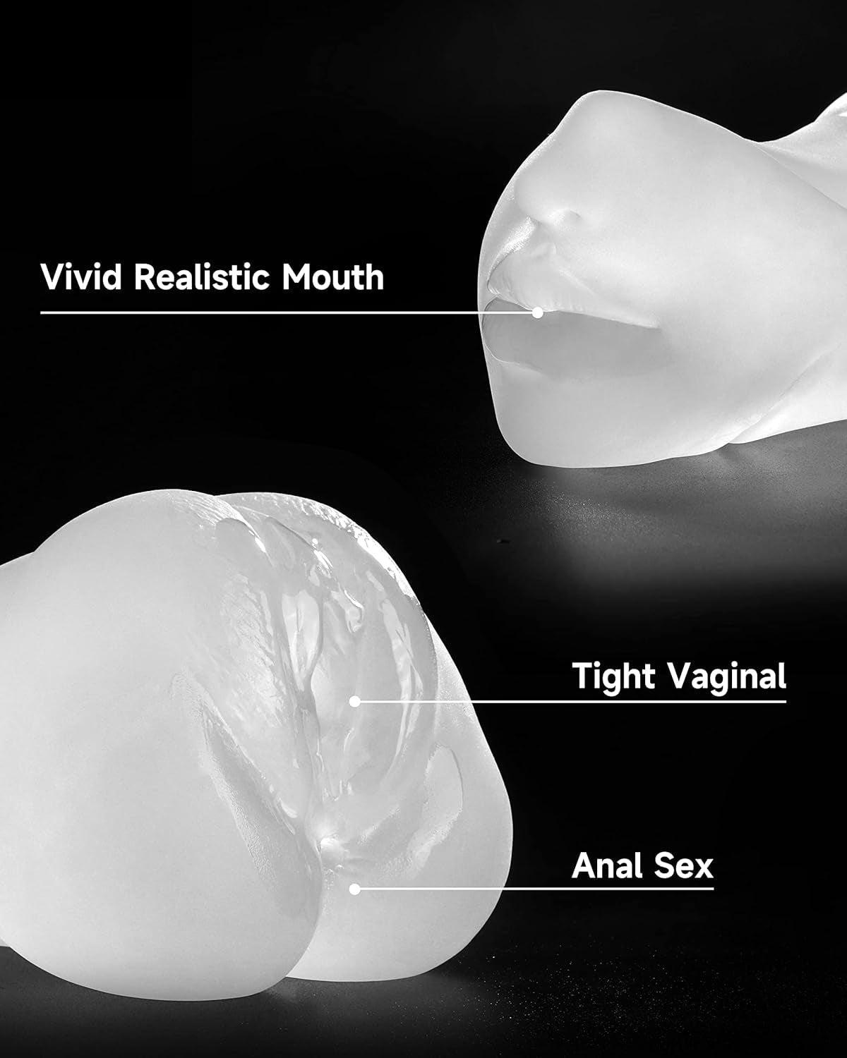 CrystalGrip Transparent 3-in-1 Pocket Pussy Male Stroker