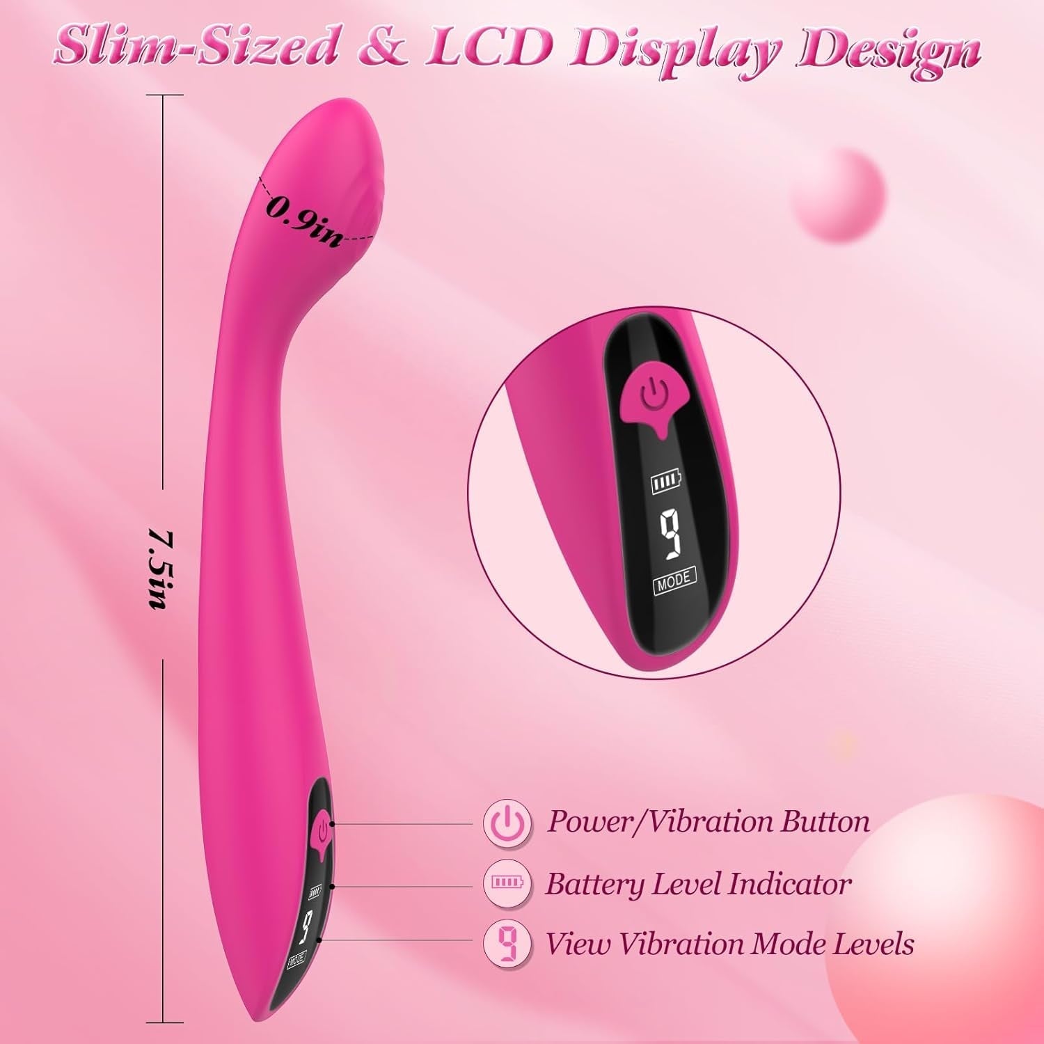 CurveGlow G-Spot Vibrator Wand with LCD