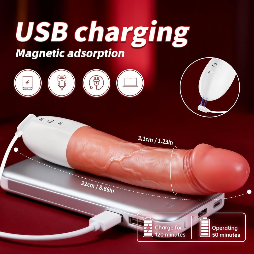 CyanStroke 8.4” Thrusting G-Spot Vibrator Dildo