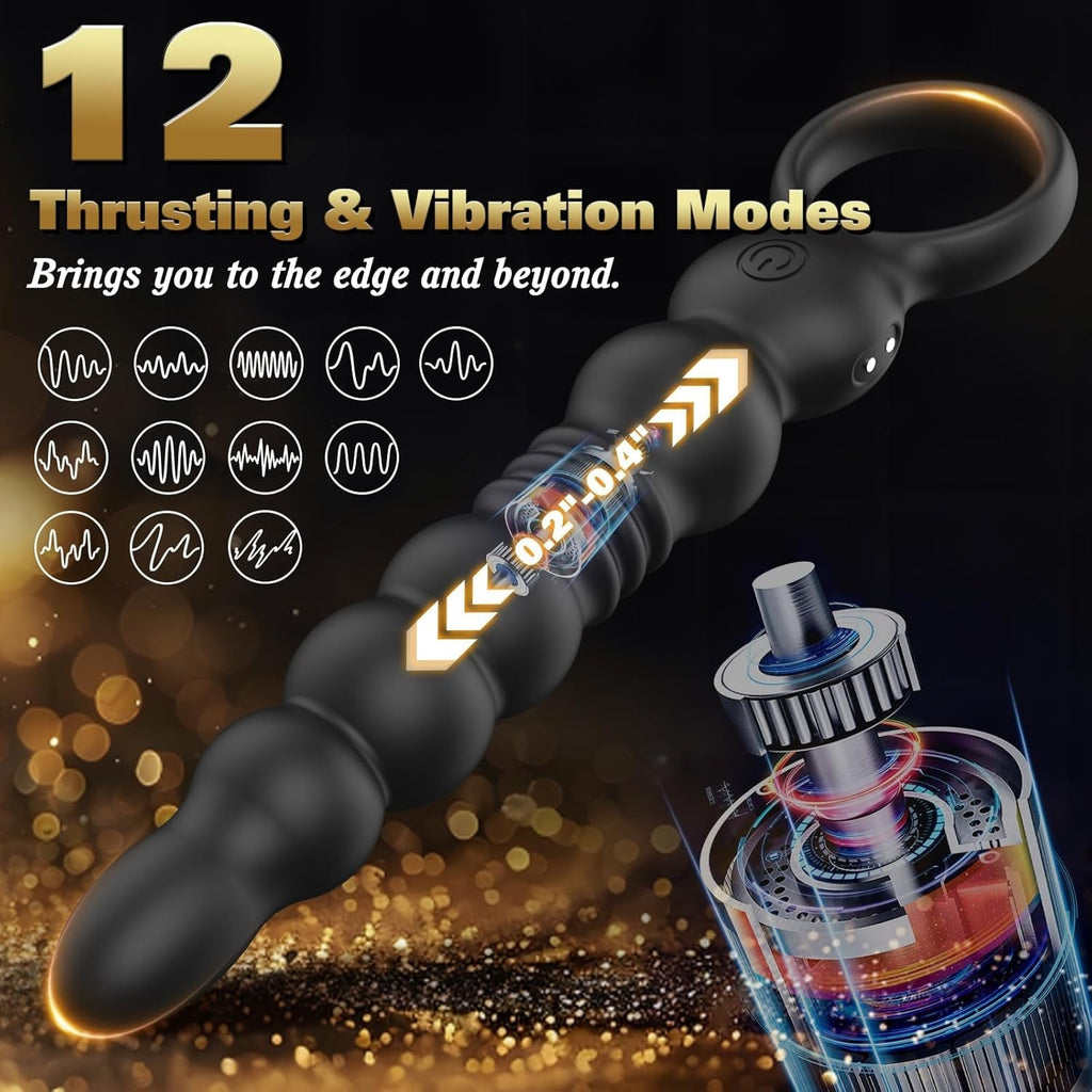 DeepRush Thrusting Anal Beads Prostate Massager Vibrator