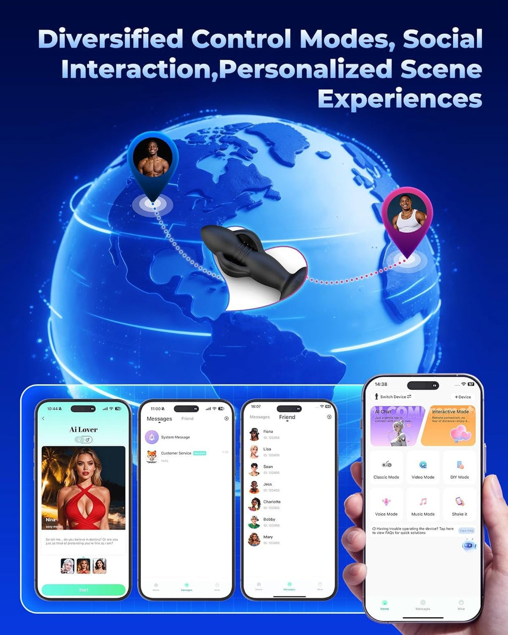 DeepWing AI App-Control Expanding Prostate Massager