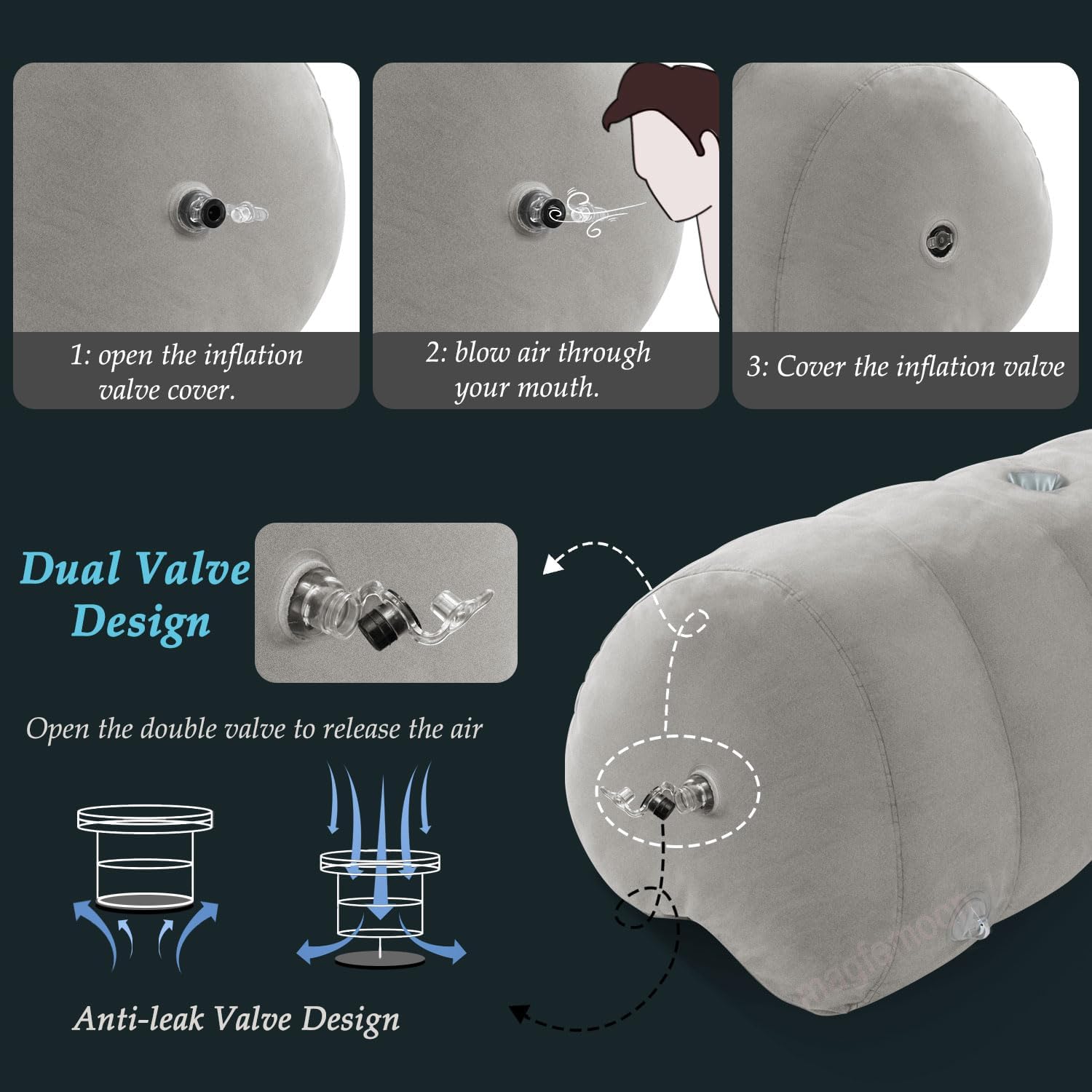Heart-Shaped Inflatable Bondage Pillow | Toy Mount Cushion with Cuffs, Straps & Clamps | Bedroom Wedge Kit for Couples
