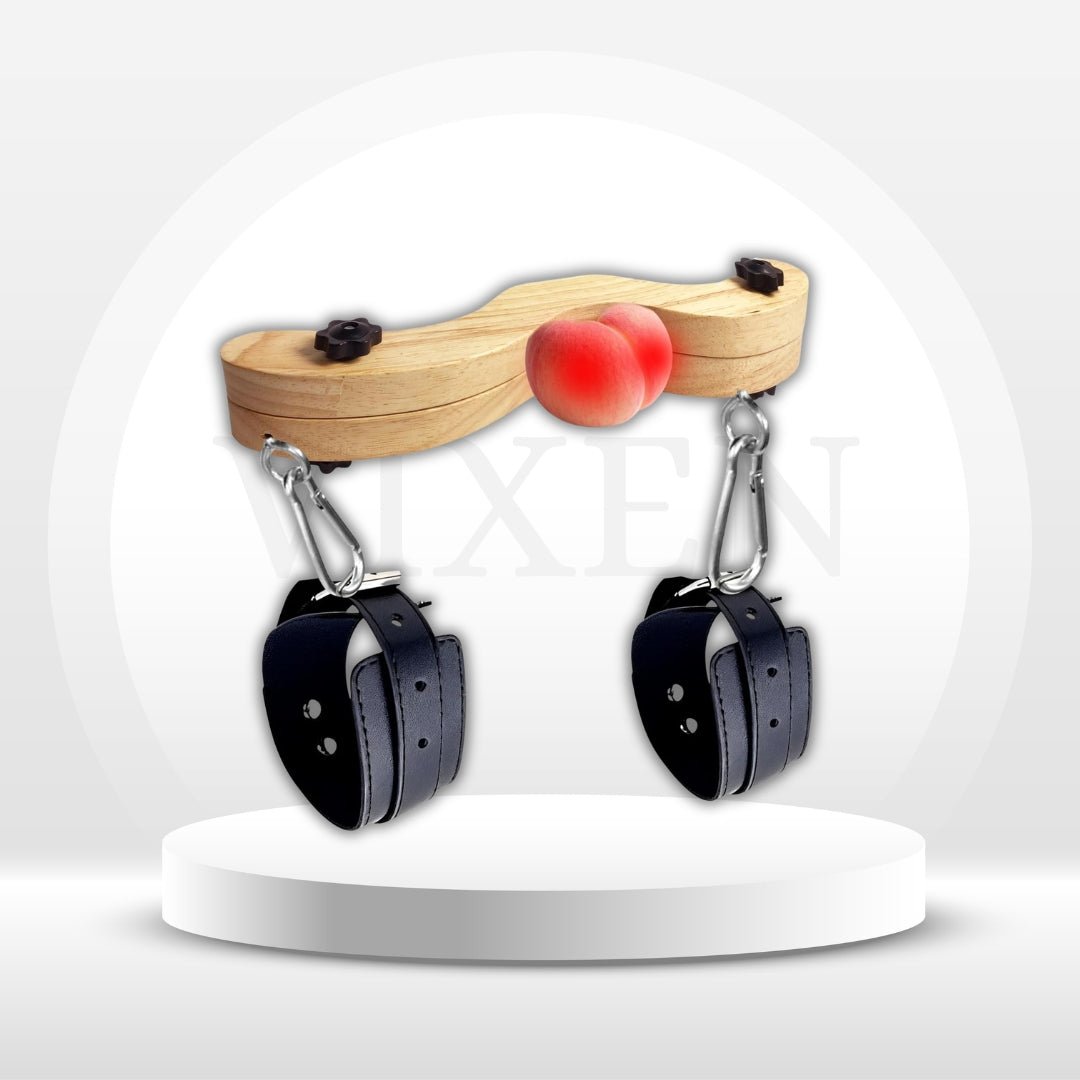 DomKneel CBT Testicle Crusher with Ankle Cuffs