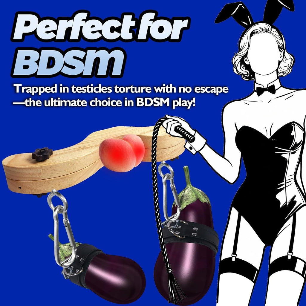 DomKneel CBT Testicle Crusher with Ankle Cuffs