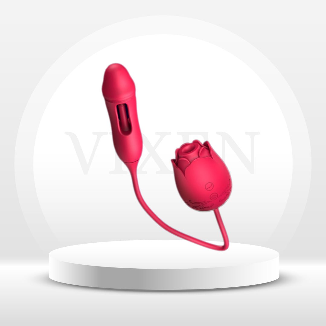 DoubleTrouble Rose Flapping Vibrator & Clitoral Suction